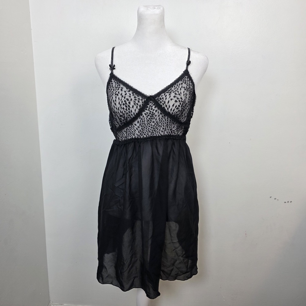 Cosmopolitan Black Sheer Lace Babydoll Feminine Mini Lingerie‎ Dress Size Medium